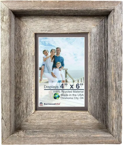 Miniatura 16 de Portarretratos de madera rústica de granero – Marcos de fotos de madera recuperada – Marco de madera con paspartú para pared y mesa – Fabricado