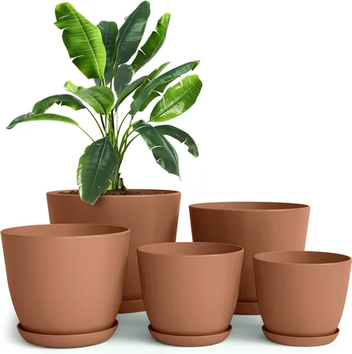 Miniatura 8 de Utopia Home - Macetas de Interior con Drenaje - Macetas de Flores de 7/6.6/6/5.3/4.8 Pulgadas para Plantas de Interior - Juego de 5 Macetas