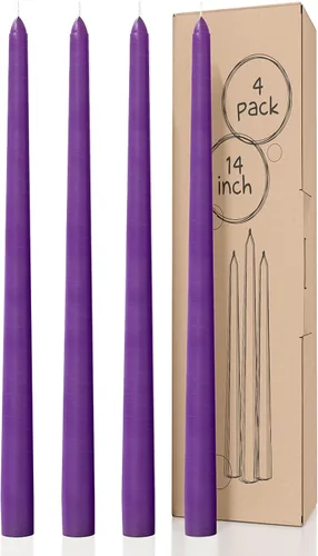 Miniatura 60 de CANDWAX Paquete de 4 velas cónicas blancas, sin goteo, de combustión lenta, sin perfume, de 12 pulgadas, ideales para mesa de comedor, candelabros