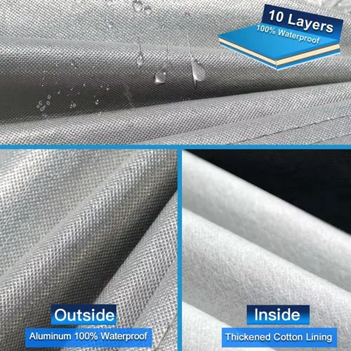 Miniatura 2 de Funda impermeable de 10 capas para auto sedán, para todo tipo de clima, 100% impermeable, protección contra el polvo, la lluvia, la nieve y los Gris