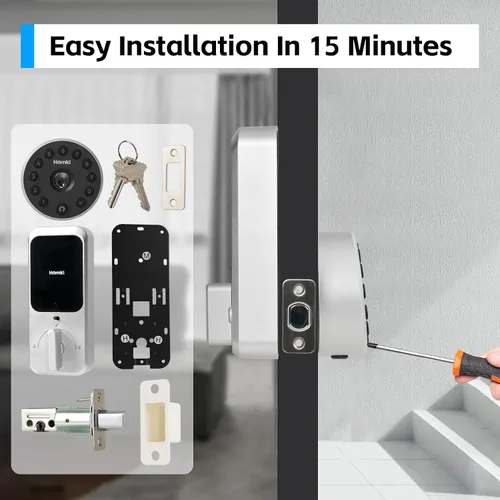 Miniatura 5 de Cerradura de puerta de entrada sin llave con teclado, cerraduras de puerta inteligentes para puerta delantera, cerraduras eléctricas para puerta