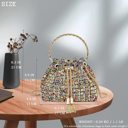 Miniatura 5 de Bolso de noche con diamantes brillantes para mujer, bolso de mano con diamantes de imitación para fiesta, baile de graduación, cóctel