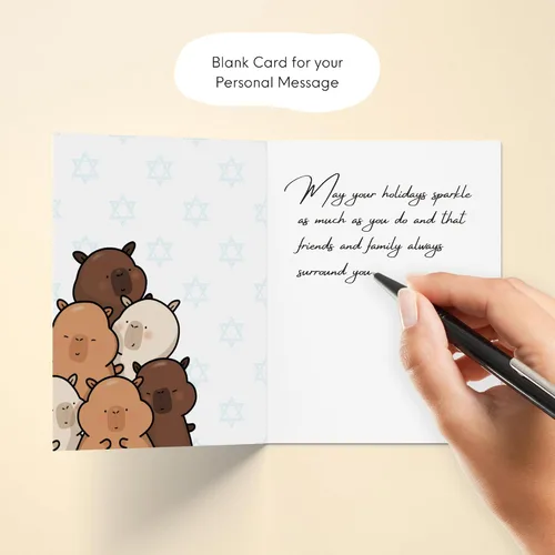 Miniatura 5 de Tarjeta Divertida de Hanukkah – Saludo Festivo con Juegos de Palabras, Blanca por Dentro, Perfecta para Amigos, Familia, Colegas