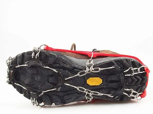 Miniatura 3 de 11 dientes de crampones antideslizantes para zapatos al aire libre cubierta garras de hielo con cadena de acero inoxidable para niños