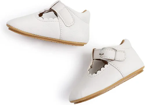 Miniatura 6 de QWZban Zapatos planos Mary Jane para bebés y niñas con Bownot, suela suave, suela suave, piel sintética, recién nacidos, primeros pasos, para fiesta