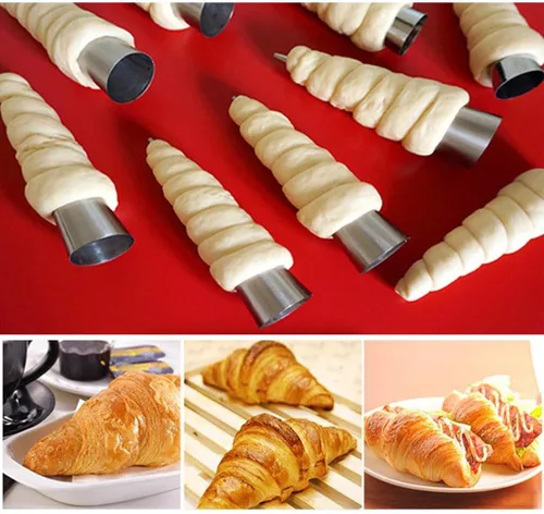 Miniatura 3 de Joyeee Paquete de 30 moldes antiadherentes grandes para cuerno crema, acero inoxidable de 5 pulgadas para cocinar pasteles daneses, forma de #76