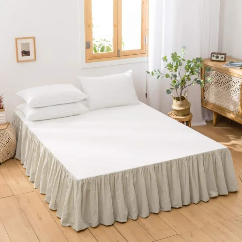 Miniatura 29 de BISELINA - Falda de cama de lino francés con volantes plisados de 22 pulgadas, caída a medida, mezcla natural de lino y algodón, funda para cama