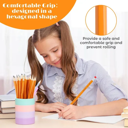 Miniatura 5 de Hapikalor Paquete de 360 lápices amarillos afilados #2 con borradores, paquete a granel de lápices de grafito para escuela, aula, suministros