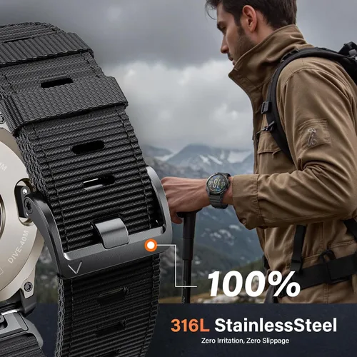 Miniatura 3 de Compatible con Garmin Fenix 6 Correa de reloj para Fenix 8 47mm/8 Pro 47mm/Fenix 7/Fenix 6 Pro/5/5 plus, 22 mm Quickfit Nylon Sport Correa de reloj