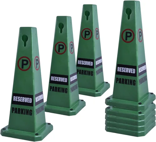 Miniatura 26 de Conos de precaución de 26.5 pulgadas, letreros de seguridad visibles de 4 lados con base de goma pesada, advertencia para prevención de resbalones