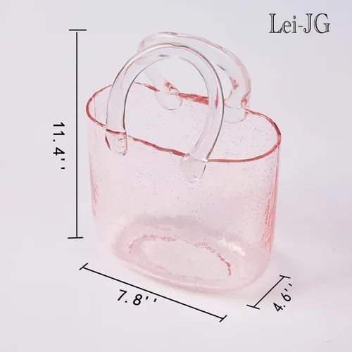 Miniatura 6 de Florero de vidrio engrosado en forma de bolso para conjunto de regalo con flores