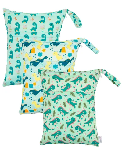 Miniatura 51 de ALVABABY 2 bolsas de pañales de tela para ropa húmeda, reutilizables con dos bolsillos con cremallera, para viajes, playa, piscina, guardería