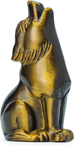 Miniatura 9 de Artistone Estatua de lobo de obsidiana negra de 2 pulgadas, adorno para decoración del hogar, escultura de animales de cristal curativo con caja