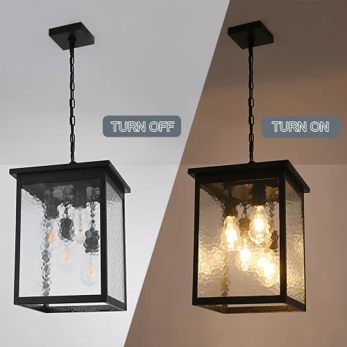 Miniatura 12 de TODOLUZ Lámpara Colgante de Exterior de 3 Luces Negra, Linterna Colgante Exterior Ajustable Luz de Porche