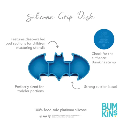 Miniatura 5 de Plato de succión Bumkins para niños pequeños y bebés, plato de silicona con agarre, para bebés y niños, alimentación guiada por el bebé, suministros