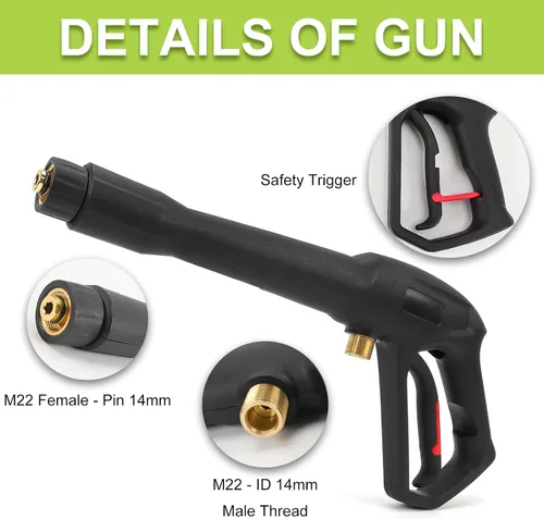 Miniatura 3 de Bear Force Mango de gatillo de pistola rociadora a presión, pistola de agua de alta presión máx. 3300 psi, compatible con algunas de las lavadoras