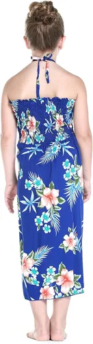 Miniatura 2 de Vestido halter hawaiano para niña en rojo hibisco