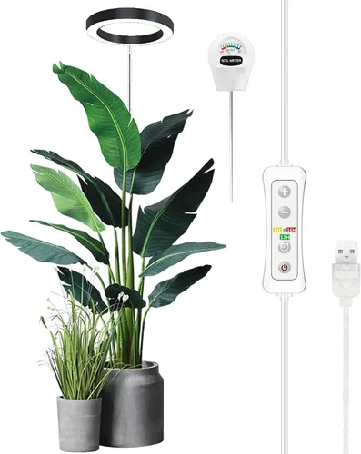 Miniatura 10 de Yadoker - Luz de cultivo LED de espectro completo para plantas de interior, lupa negra, altura ajustable, temporizador automático, bajo voltaje
