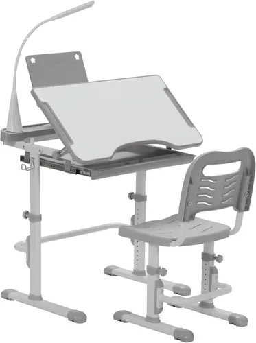 Miniatura 9 de SMAGREHO Juego de escritorio y silla para niños, mesas de escritura de estudio escolar para niños con altura ajustable con escritorio inclinable
