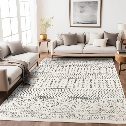 Miniatura 31 de Art&Tuft Alfombra de área de 8 x 10 pies, súper suave, ultrafina, marroquí, lavable, antideslizante, para sala de estar, plegable, geométrica, Gris
