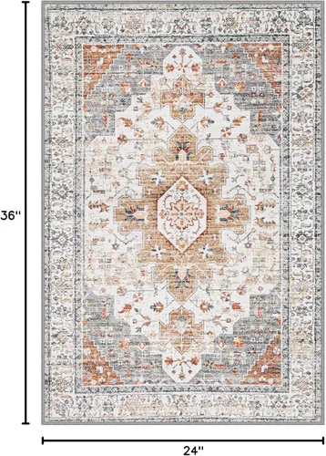 Miniatura 2 de Moynesa Alfombra ultra fina lavable de 2 x 3 pies, alfombra pequeña de cocina para entrada, interior, antideslizante, tapete vintage para puerta