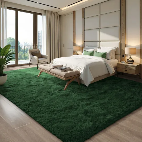Miniatura 111 de EVOIONOS - Alfombra redonda gris para dormitorio, 5x5 pies; alfombras circulares suaves y esponjosas para sala de estar, alfombras de felpa peludas