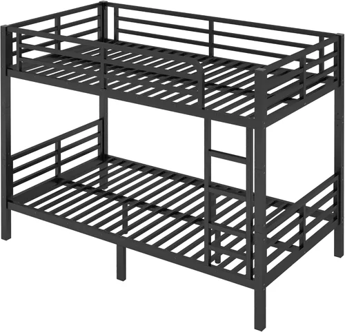 Miniatura 6 de Harper & Bright Designs Litera de metal individual XL sobre individual XL, litera de metal resistente con escalera y barandillas, ahorro