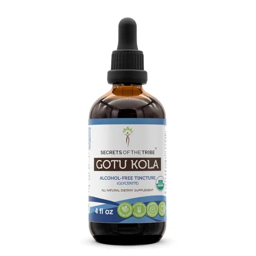 Miniatura 7 de Secrets of the Tribe Gotu Kola USDA Organic Extracto sin alcohol, gotas de hierbas de alta potencia Hecho de hierba seca 100% orgánica