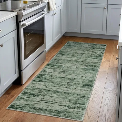 Miniatura 78 de Alfombra de pasillo moderna Lansny 2 x 6 pulgadas, alfombra de cocina lavable verde mostaza multicolor, alfombra antideslizante suave para pasillo
