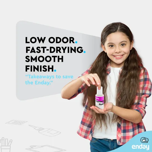 Miniatura 2 de Enday - Líquido corrector líquido de corrección, paquete de 4, líquido blanco, 0.7 onzas líquidas, corrector suave multiusos para la escuela