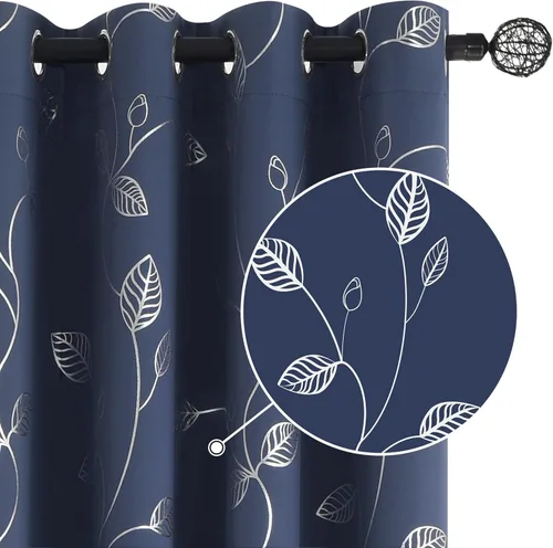 Miniatura 25 de BUHUA - Cortinas opacas blancas, cortinas plateadas, juego de 2 paneles de cortinas con ojales para dormitorio, elegante tratamiento de ventana