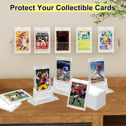 Miniatura 6 de Tarjetero magnético de 180 PT, 18 unidades de un toque magnético para tarjetas intercambiables, fundas gruesas de protección U-V de plástico duro