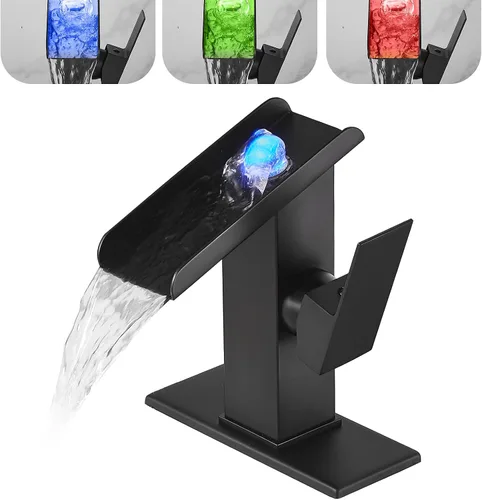 Miniatura 16 de Grifo de lavabo de baño dorado de una sola manija de 1 o 3 agujeros de 4 pulgadas, cascada de 4 pulgadas, grifo de baño moderno de latón para lavabo
