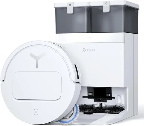 ECOVACS DEEBOT T50 PRO Omni Robot Aspirador y trapeador, 3.19 pulgadas ultradelgado, succión de 15,000 Pa, ZeroTangle 2.0, limpieza de bordes Blanco