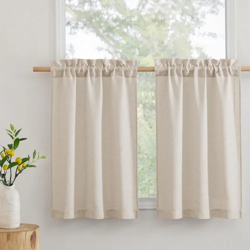 Miniatura 18 de RYB Home - Cortinas semitransparentes de lino Angora