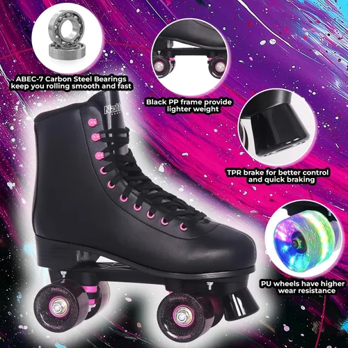 Miniatura 3 de Nattork Patines de rodillos para mujeres, diversión al aire libre, patines de derby de moda para hombres, niñas, niños, patines para pistas cubiertas
