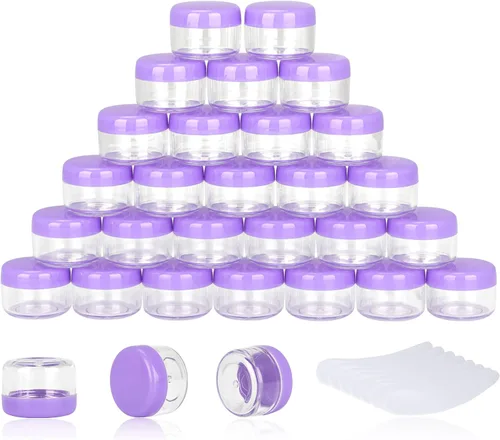 Miniatura 17 de 100 piezas de 5 gramos Envases de muestra, tarros vacíos de 5 ml con tapas, envases cosméticos pequeños, tarros de muestra mini con 8 piezas de mini