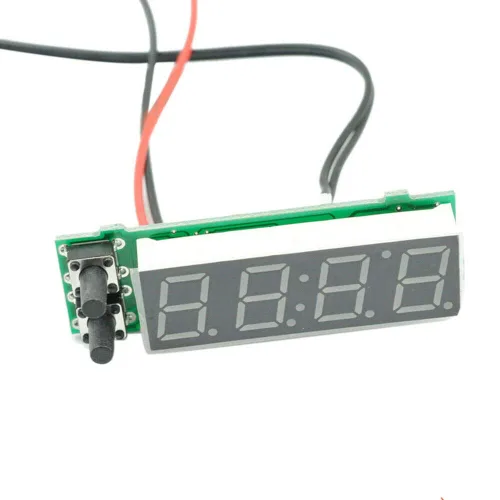Miniatura 3 de Reloj de coche Termómetro Voltímetro Reloj de temperatura del coche - Reloj de coche 12V 3 en 1 Termómetros Voltímetro Medidor Reloj electrónico LED