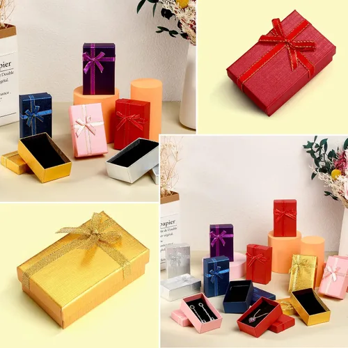 Miniatura 7 de Marspark Cajas de regalo pequeñas de joyería, caja de regalo vacía a granel con lazos, collares, pulseras, cajas de embalaje para cumpleaños, bodas