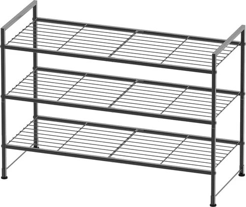 Miniatura 11 de Simple Houseware - Zapatero apilable de 3 niveles, superficie en rejilla, color negro