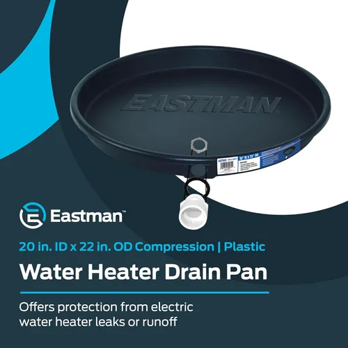 Miniatura 2 de Bandeja de drenaje para calentador de agua Eastman con guarniciones de PVC, compresión de 20 pulgadas ID x 22 pulgadas OD, 60076
