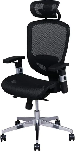 Iris Plaza - Silla de oficina, extra fresca, respaldo alto, malla, transpirable, reposacabezas, reposabrazos móvil, función de bloqueo, altura