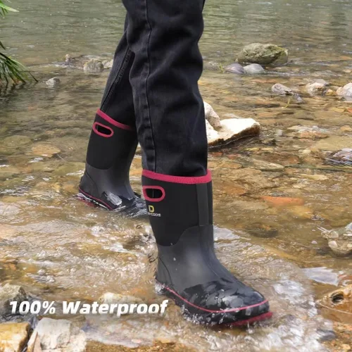Miniatura 5 de D DRYCODE Rubber Boots for Women, Rain Boots with Warm Neoprene, Waterproof Mid Calf Mud Insulated Work Boots for Womens Gardening, Farming