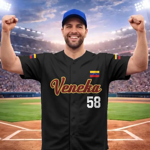 Miniatura 2 de Camiseta de béisbol de Venezuela, número de nombre personalizado, camisa de Beisbol Venezuela, camiseta deportiva de orgullo de la bandera