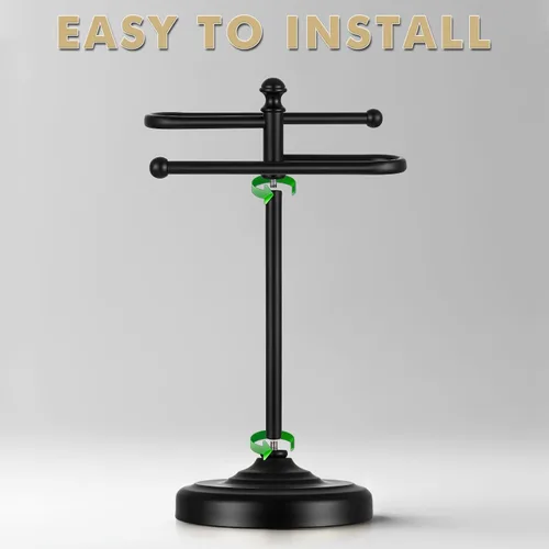 Miniatura 7 de Toallero de mano, soporte para toallas de mano de acero inoxidable 304 para encimera de baño, cocina, base ponderada en forma de S de 14.5 pulgadas