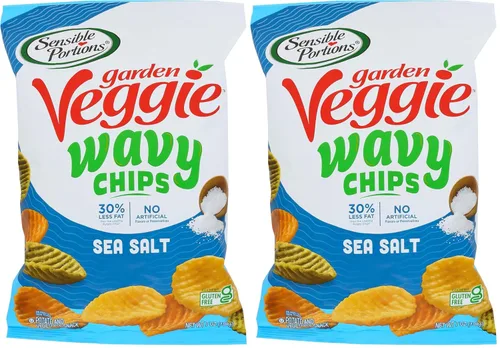 Miniatura 11 de Sensible Portions Chips ondulados vegetarianos, sabor a sal marina, chips sin gluten, bolsa de 7 onzas, paquete de 6
