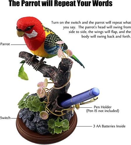 Miniatura 3 de Tipmant Loros parlantes, pájaros, juguetes electrónicos de animales domésticos, oficina, hogar, decoración de habitación, función de reproducción