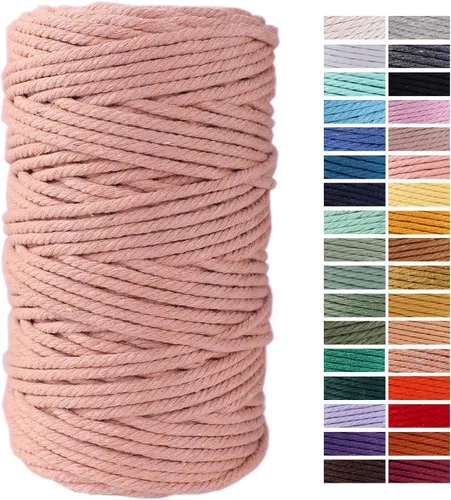 Miniatura 24 de Cuerda de Macramé Gris Claro 3mm x 109 Yardas, Cuerda de Algodón de Colores Cuerda para Manualidades Cuerda de Algodón Colorida para Colgar