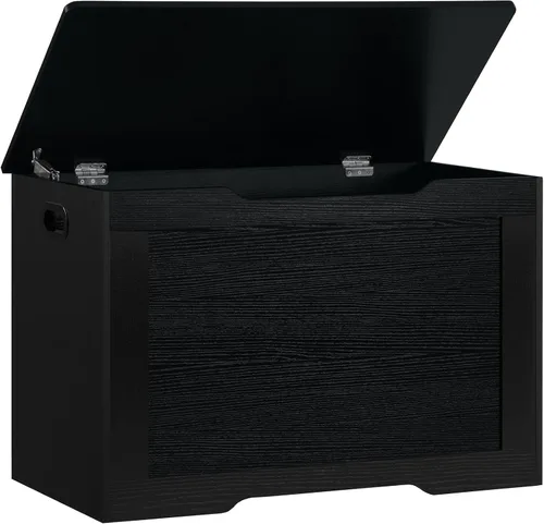 Miniatura 14 de usikey Cofre de almacenamiento de 39.4 pulgadas, baúl de juguetes, caja de juguetes con bisagras de seguridad, banco de almacenamiento superior L