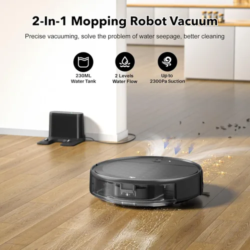 Miniatura 2 de Robot aspirador y trapeador combinado, 2 en 1 aspiradoras robóticas con WiFi/App, robot aspirador con tanque de agua, fuerte succión, horario, carga